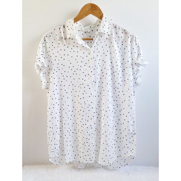 Beach Lunch Lounge 4th Of July Stars Print Button Down Short Sleeve Shirt Size S - Picture 2 of 10